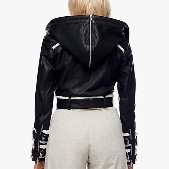 NWT Jonny Cota Leather snd Sherpa 5⭐️Fave Hoodie Moto - Picture 3 of 11